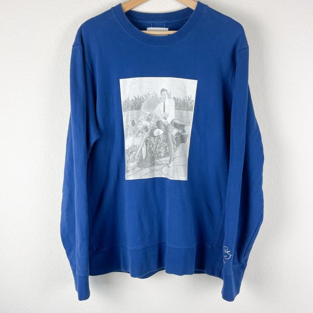 Ovadia Sons Elvis Presley Sweatshirt Mens Large Blue Crew Neck‎ Distressed Faded